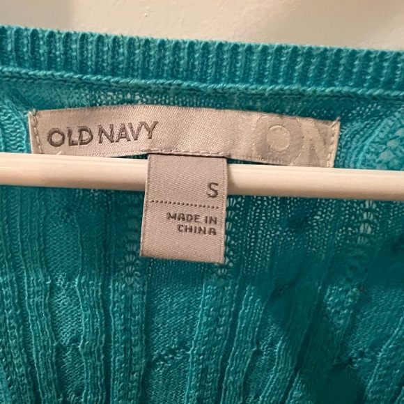 Old Navy Aqua V Neck Stretch Knit Pattern Sweater - Picture 3 of 3